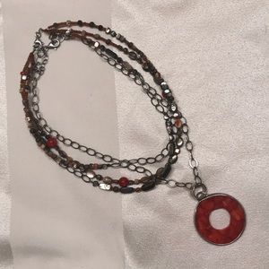 Silpada necklace set, Coral, Silver, Abalone shell